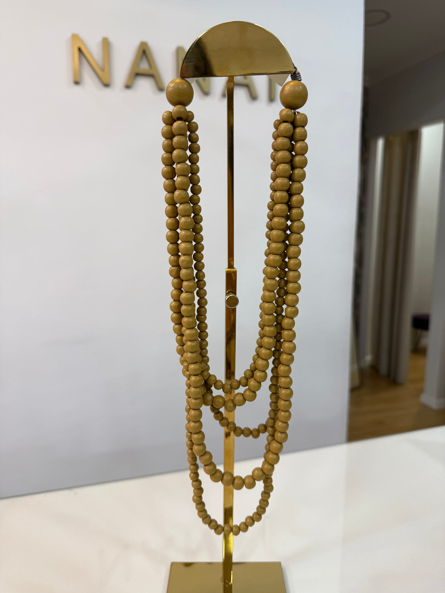 Collar Largo Bolas Madera