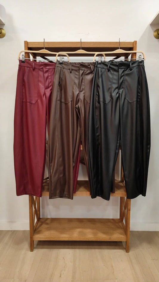 Pantalón Bombacho Efecto Piel